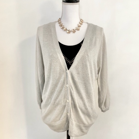 Women’s Gap Shimmery Boyfriend Slub Cardigan - Picture 4 of 11